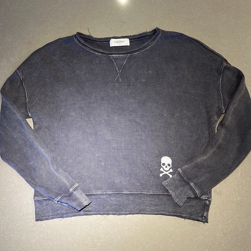 SoulCycle long sleeve waffle shirt - blue/gray - size small